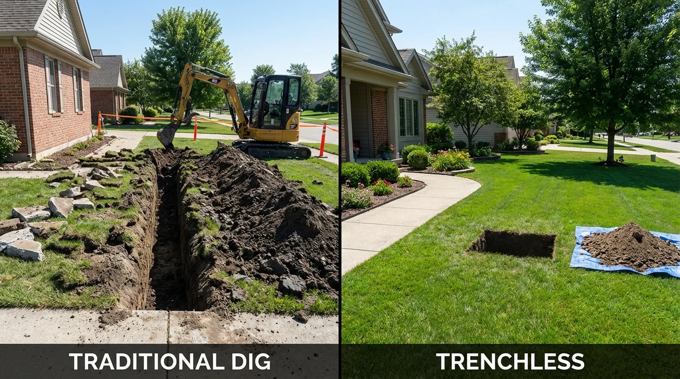 Trenchless sewer repair with minimal yard damage versus traditional excavation in Salinas, PR